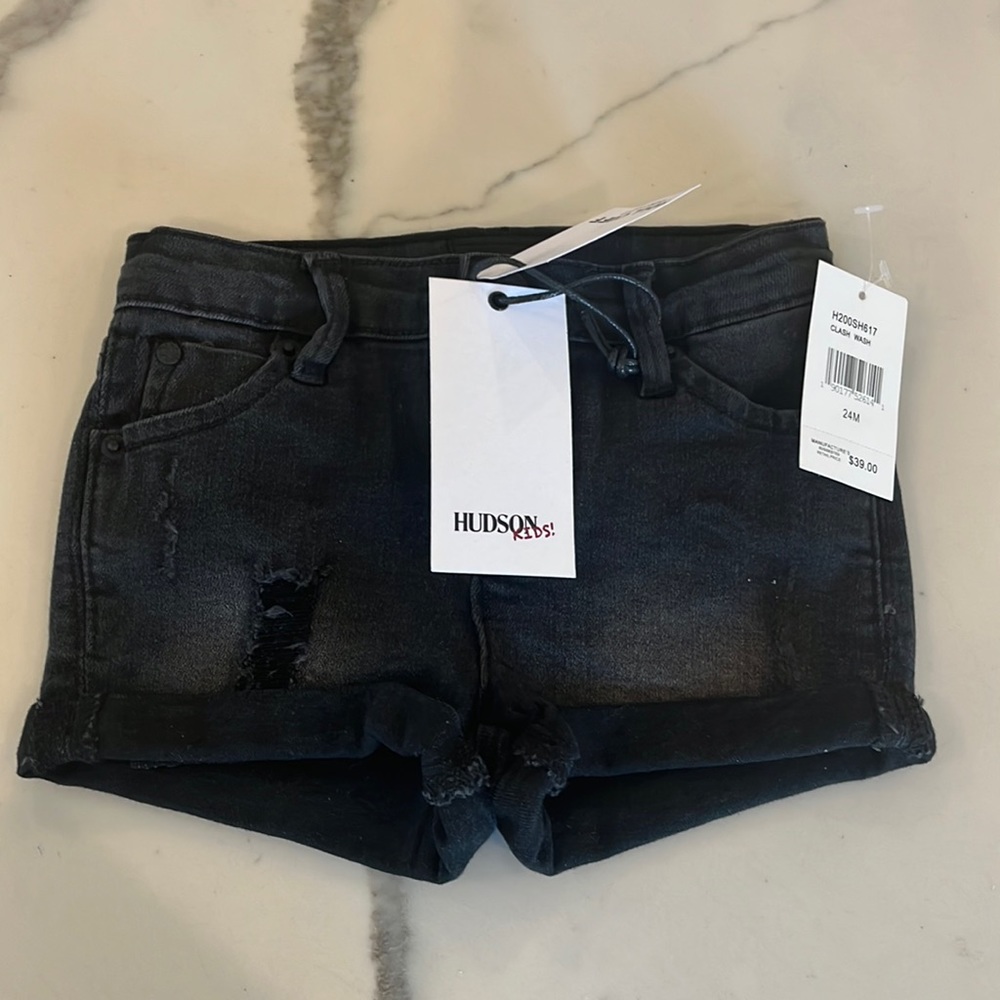 Brand new with tags gray denim Hudson shorts size 24 months